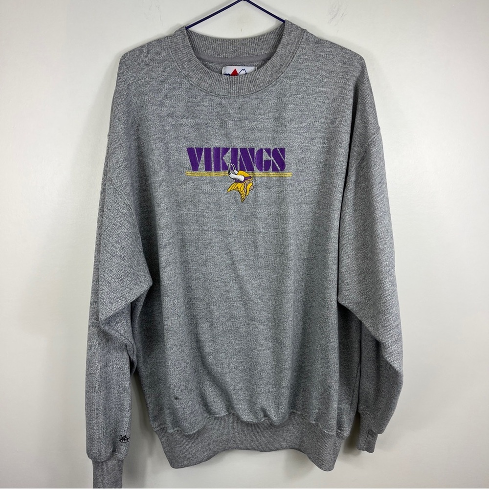 Vintage Minnesota Vikings NFL  Sweatshirt, Grey Majestic Mens Sz Medium Big Fit